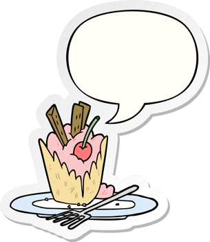 cartoon tasty dessert with speech bubble sticker png