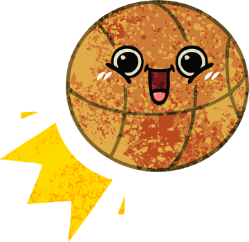 retro illustration style cartoon of a basketball png
