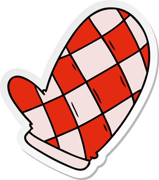 hand drawn sticker cartoon doodle of an oven glove png