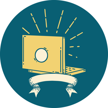 icon of a tattoo style laptop computer png
