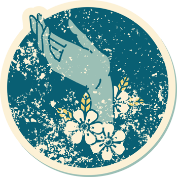 iconic distressed sticker tattoo style image of a hand png