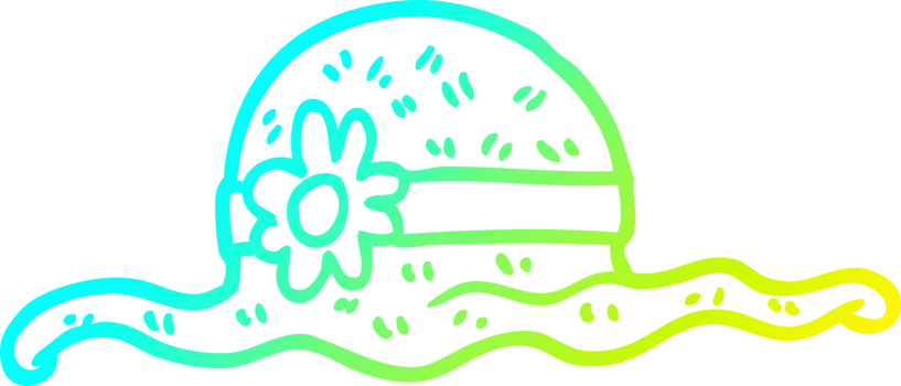 cold gradient line drawing of a cartoon straw hat png