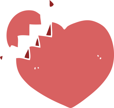 flat color style cartoon broken heart png