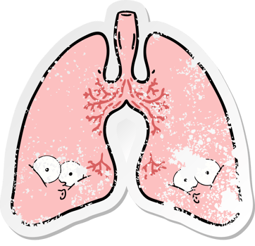 distressed sticker of a cartoon lungs png