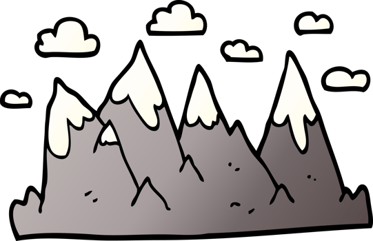 cartoon doodle mountain range png