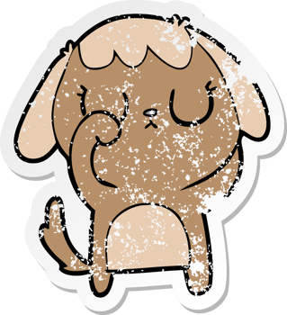 distressed sticker of a cute cartoon dog png