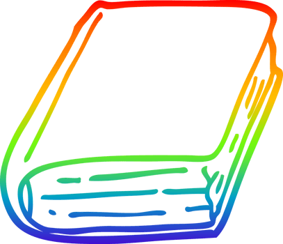 rainbow gradient line drawing of a cartoon old book png