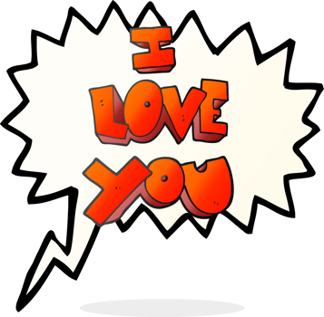 I love you  hand drawn speech bubble cartoon symbol png