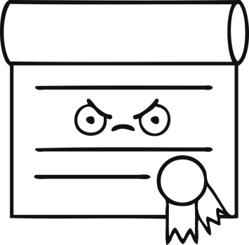 line drawing cartoon of a certificate png