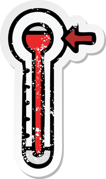distressed sticker of a cute cartoon hot thermometer png