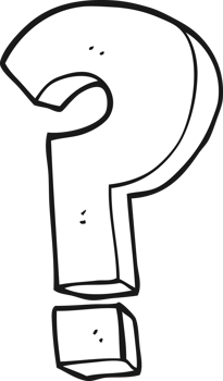 hand drawn black and white cartoon question mark symbol png