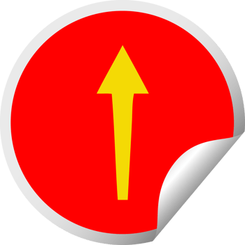 circular peeling sticker quirky cartoon arrow png