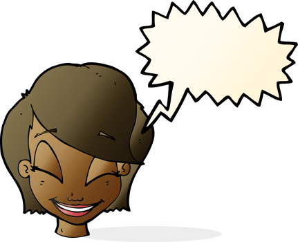 cartoon pretty female face with speech bubble png