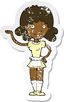 retro distressed sticker of a cartoon maid png
