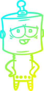 cold gradient line drawing of a cartoon robot png
