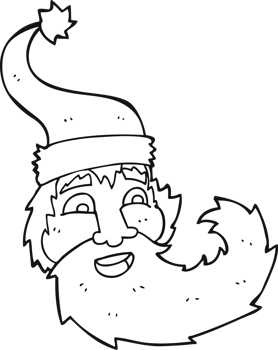hand drawn black and white cartoon santa claus laughing png
