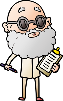 cartoon curious man with beard and sunglasses png