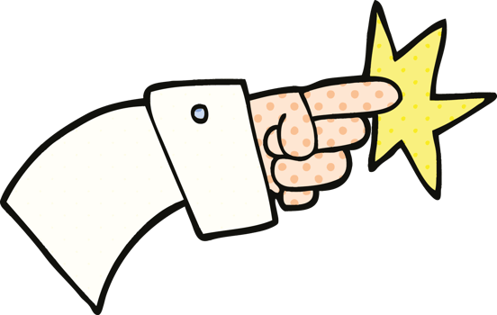 comic book style cartoon pointing hand icon png