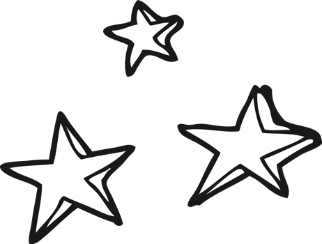 hand drawn black and white cartoon decorative stars doodle png