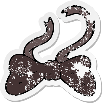 retro distressed sticker of a cartoon bow png