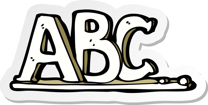 sticker of a cartoon ABC letters png