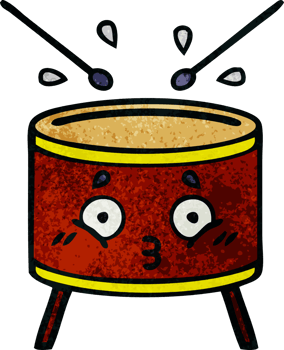 retro grunge texture cartoon of a drum png
