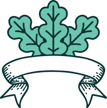 traditional tattoo with banner of leaf png