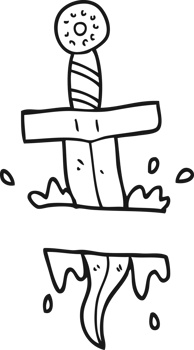 hand drawn black and white cartoon dagger tattoo png
