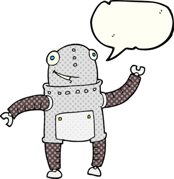 hand drawn comic book speech bubble cartoon robot png