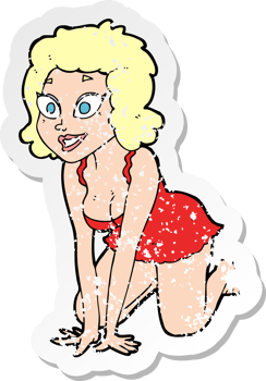 retro distressed sticker of a cartoon funny sexy woman drawing png