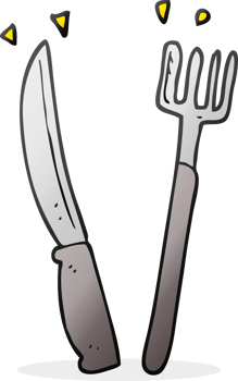 hand drawn cartoon knife and fork png