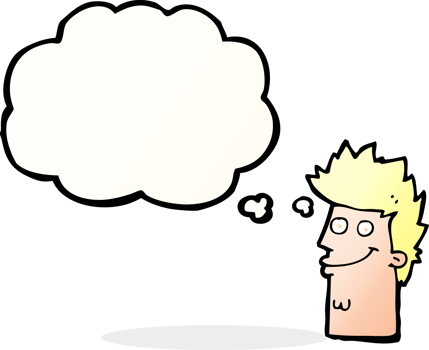 cartoon happy man face with thought bubble png