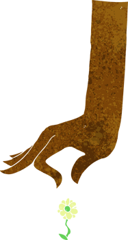 cartoon hand picking flower png