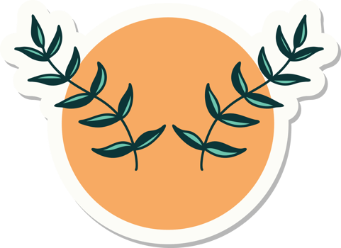 sticker of tattoo in traditional style of leaves png