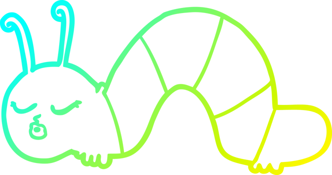 cold gradient line drawing of a cartoon caterpillar png
