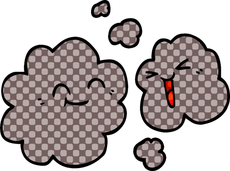 cartoon doodle of happy grey smoke png