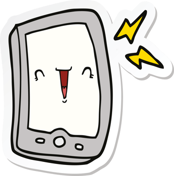 sticker of a cute cartoon mobile phone png
