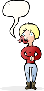 cartoon woman with snake tongue with speech bubble png