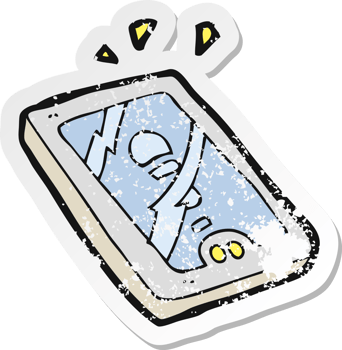 retro distressed sticker of a cartoon tablet device png