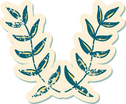 iconic distressed sticker tattoo style image of a laurel png