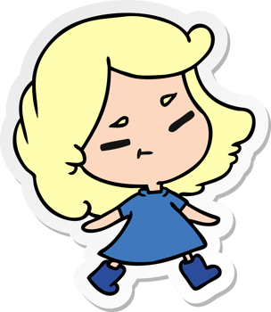 sticker cartoon illustration of a cute kawaii girl png
