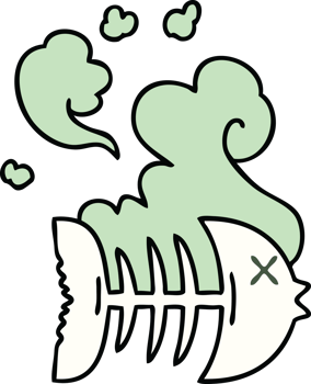 hand drawn quirky cartoon dead fish png