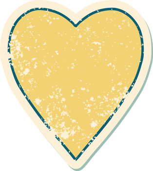 iconic distressed sticker tattoo style image of a heart png