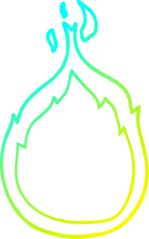 cold gradient line drawing of a cartoon flames png