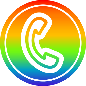 telephone handset circular icon with rainbow gradient finish png