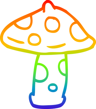 rainbow gradient line drawing of a cartoon toadstool png