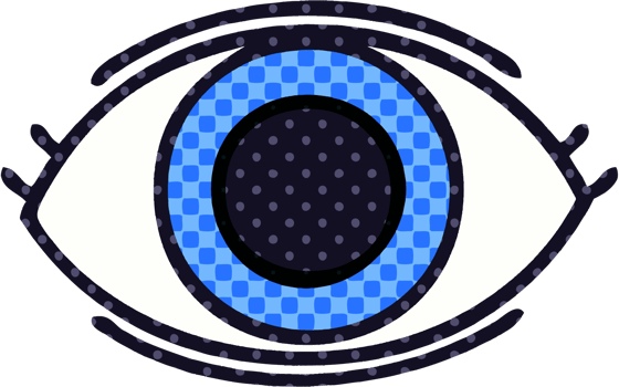 comic book style cartoon of a eye png