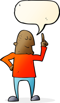cartoon man pointing finger with speech bubble png