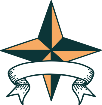 traditional tattoo with banner of a star png