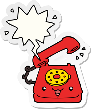 cute cartoon telephone with speech bubble sticker png